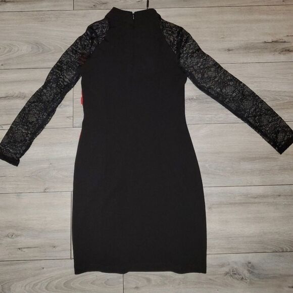 Halston Heritage Women Black diamond key hole Neck Long-Sleeve Lace Dres… - Picture 5 of 16